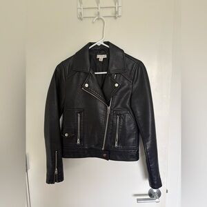 Topshop Black Faux Leather Moto Jacket